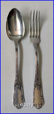 Cutlery Set 12 Pieces 6 Spoons 6 Forks Silver Plate Fresnais Art Nouveau