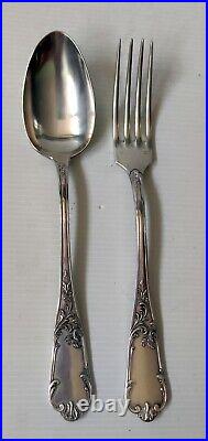 Cutlery Set 12 Pieces 6 Spoons 6 Forks Silver Plate Fresnais Art Nouveau