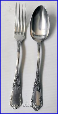 Cutlery Set 12 Pieces 6 Spoons 6 Forks Silver Plate Fresnais Art Nouveau