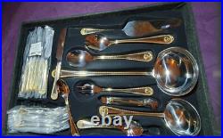 Cutlery set 87 Pieces Versaille France. Service For 8. Gold & Satin