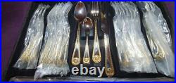 Cutlery set 87 Pieces Versaille France. Service For 8. Gold & Satin