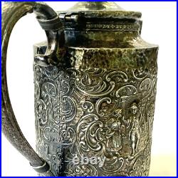 Derby Tea Set Silver Plate 4 Piece Teapot Creamer Sugar And Tray Repousse 1930's
