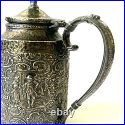 Derby Tea Set Silver Plate 4 Piece Teapot Creamer Sugar And Tray Repousse 1930's