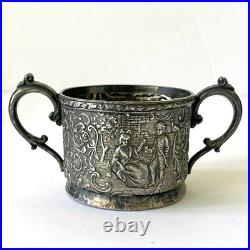 Derby Tea Set Silver Plate 4 Piece Teapot Creamer Sugar And Tray Repousse 1930's