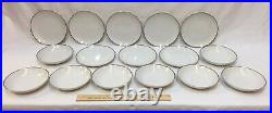 Dishes Set Empress China White with Silver Trim Platina 50 Pieces Plates Bowls Cup