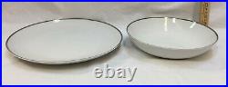 Dishes Set Empress China White with Silver Trim Platina 50 Pieces Plates Bowls Cup