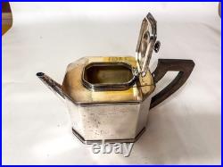 E388 Art deco Sheffield 6 piece coffee tea set silver plate stamped 500