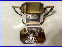 E388 Art deco Sheffield 6 piece coffee tea set silver plate stamped 500