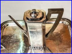 E388 Art deco Sheffield 6 piece coffee tea set silver plate stamped 500