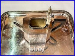 E388 Art deco Sheffield 6 piece coffee tea set silver plate stamped 500