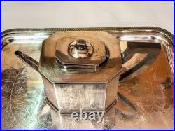 E388 Art deco Sheffield 6 piece coffee tea set silver plate stamped 500