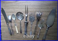 ECLECTIC GROUP of 9 SILVER PLATE SERVING PIECES Antique