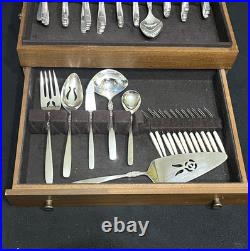 EKCO Eterna'Inverness' Silver Plate Flatware Set 87 piece set w Storage Chest EKCO Eterna'Inverness' Silver Plate Flatware Set 87 piece set w Storage Chest
