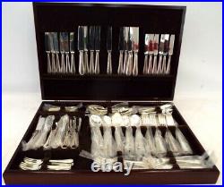 EPNS Silver Plated Cutlery 109 Piece Service For 12 With Wooden Canteen N35