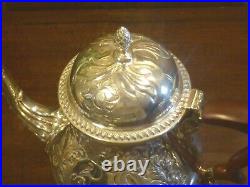 EXC. STUNNING ANTIQUE Silver Plated BARKER ELLIS 4 piece EMBOSSED TEASET