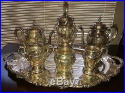 E. G. WEBSTER & SON SILVERPLATE TEA & COFFEE SERVICE with KETTLE 8 PIECES