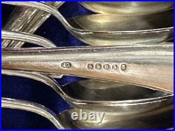 Early 1900s Oak Cased 12 Place Canteen of Plated Cutlery Set Total Of 113 Pieces