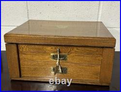 Early 1900s Oak Cased 12 Place Canteen of Plated Cutlery Set Total Of 113 Pieces