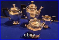 Early 20th Century Christofle Four Piece Silver Plate Teaset Gallia Metal