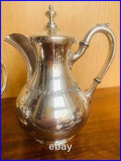 Edwardian Art Nouveau Silver Plate Four-Piece Tea Service by James Dixon &