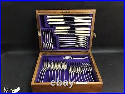 Edwardian Oak Cased 48 Piece Silver Plated Canteen Of Cutlery James Dixon&Sons