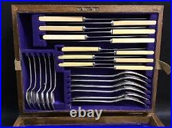 Edwardian Oak Cased 48 Piece Silver Plated Canteen Of Cutlery James Dixon&Sons