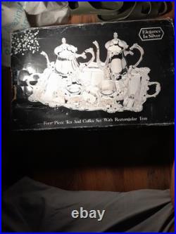 Elegance In Silver, Four Piece tea And Coffee Set With Rectangular Tray