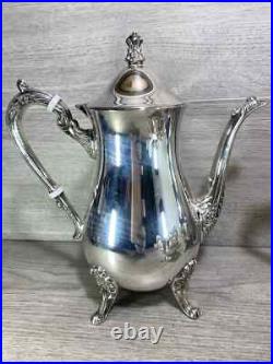 Elegant Silver Plated 4 Piece Footed Ornate Tea & Coffee Set shiny condition