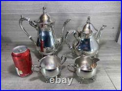 Elegant Silver Plated 4 Piece Footed Ornate Tea & Coffee Set shiny condition
