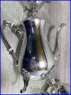 Elegant Silver Plated 4 Piece Footed Ornate Tea & Coffee Set shiny condition