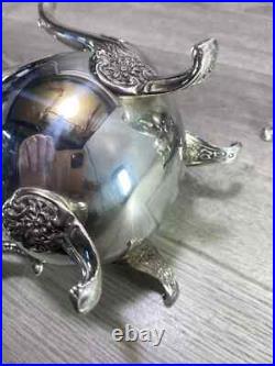 Elegant Silver Plated 4 Piece Footed Ornate Tea & Coffee Set shiny condition