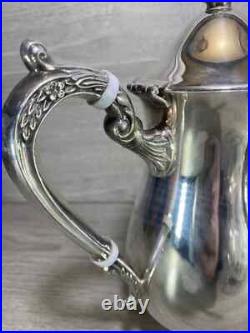 Elegant Silver Plated 4 Piece Footed Ornate Tea & Coffee Set shiny condition