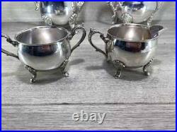 Elegant Silver Plated 4 Piece Footed Ornate Tea & Coffee Set shiny condition