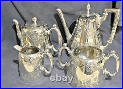 Engraved Edwardian 4 Piece Silver Plated Tea & Coffee Set