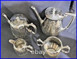 Engraved Edwardian 4 Piece Silver Plated Tea & Coffee Set