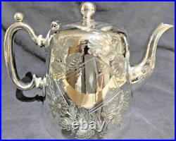 Engraved Edwardian 4 Piece Silver Plated Tea & Coffee Set