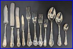 Enormous Set Antique J Fraget Romanski Silverplate Flatware Set 161 Pieces Rare