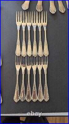 Enormous Set Antique J Fraget Romanski Silverplate Flatware Set 161 Pieces Rare