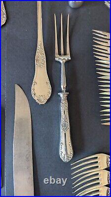 Enormous Set Antique J Fraget Romanski Silverplate Flatware Set 161 Pieces Rare