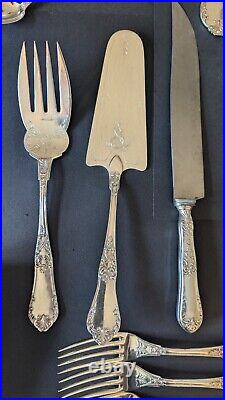 Enormous Set Antique J Fraget Romanski Silverplate Flatware Set 161 Pieces Rare