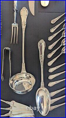 Enormous Set Antique J Fraget Romanski Silverplate Flatware Set 161 Pieces Rare