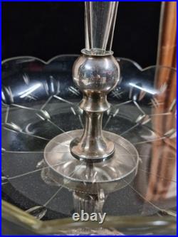 Epergne silver plate cut glass crystal centre piece, mystical creature design