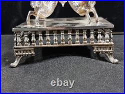 Epergne silver plate cut glass crystal centre piece, mystical creature design