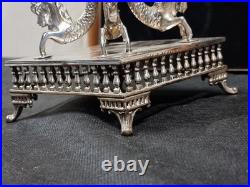 Epergne silver plate cut glass crystal centre piece, mystical creature design