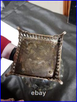 Epergne silver plate cut glass crystal centre piece, mystical creature design