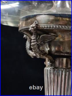 Epergne silver plate cut glass crystal centre piece, mystical creature design