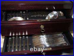 Exquisite 1955 Italian Silver Plate Flatware/cabinet 75 piece 12-place setting