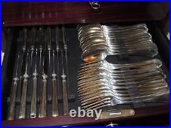 Exquisite 1955 Italian Silver Plate Flatware/cabinet 75 piece 12-place setting