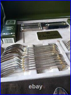 Exquisite Aria Silver Gold Accent Cutlery Set of 48 pieces
