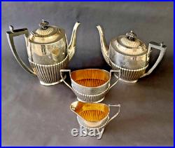 Exquisite Beautifully decorated vintage silver plate 4-piece Tea service